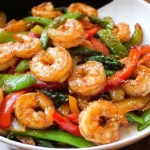 A vibrant and colorful Shrimp Stir Fry served in a bowl, featuring plump shrimp and fresh mixed vegetables.