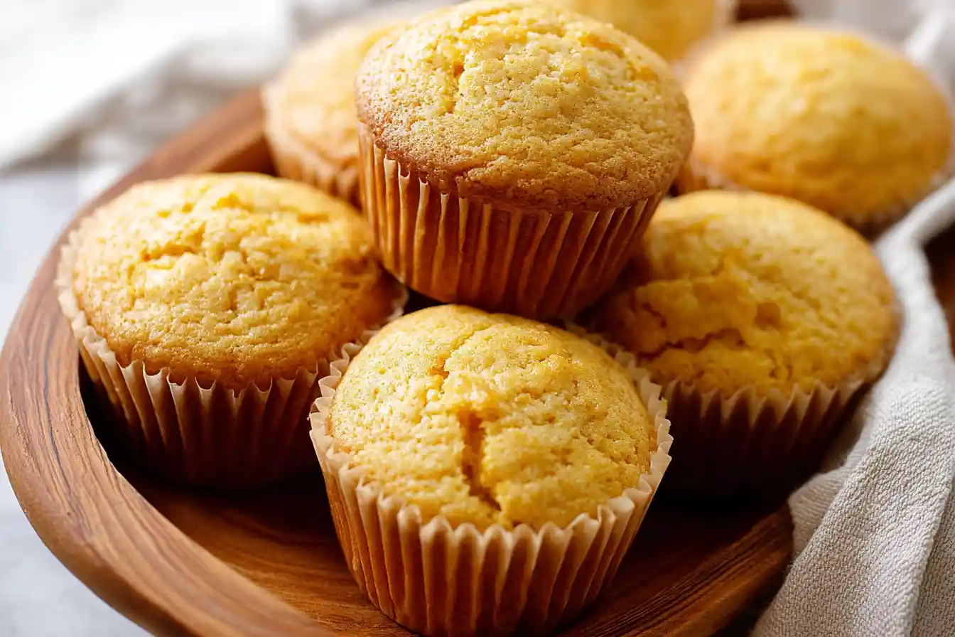 A close-up shot of several golden-brown Cornbread Muffins cooling on a wire rack, ready to be enjoyed.