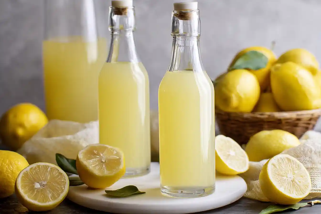 A vibrant glass of limoncello garnished with a lemon slice and a sprig of mint, inviting exploration of refreshing limoncello recipes.