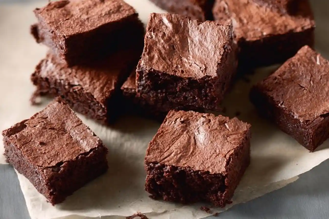 A close-up shot of several {{ $('Fetch Recipe Data').first().json["Main Keyword"] }} cut into squares and arranged on parchment paper.