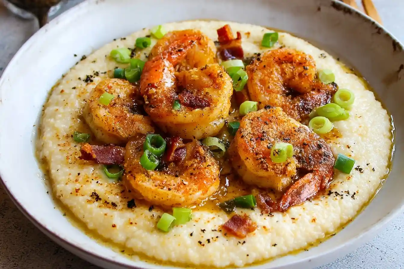 Close-up of {{ $('Fetch Recipe Data').first().json['Main Keyword'] }} garnished with bacon and green onions in a bowl.