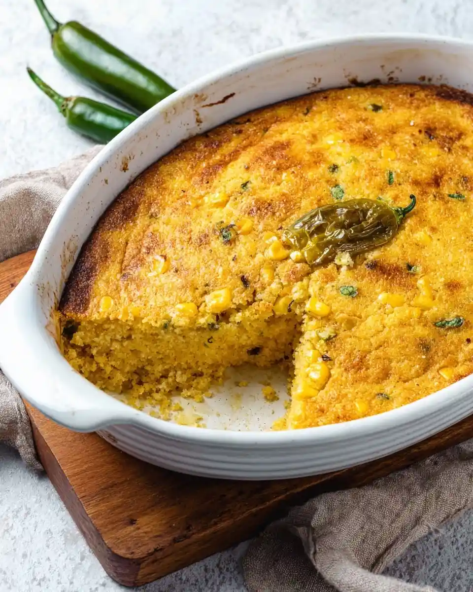 Freshly baked {{ $('Fetch Recipe Data').first().json["Main Keyword"] }} in a white dish with corn inside.