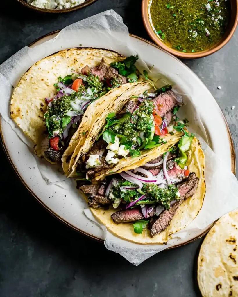 Delicious {{ $('Fetch Recipe Data').first().json["Main Keyword"] }} topped with green sauce, red onions, and cheese.
