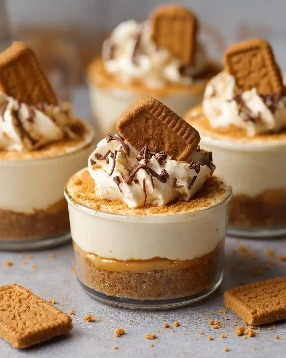 Close-up of layered {{ $('Fetch Recipe Data').first().json["Main Keyword"] }} topped with whipped cream and a spiced cookie.