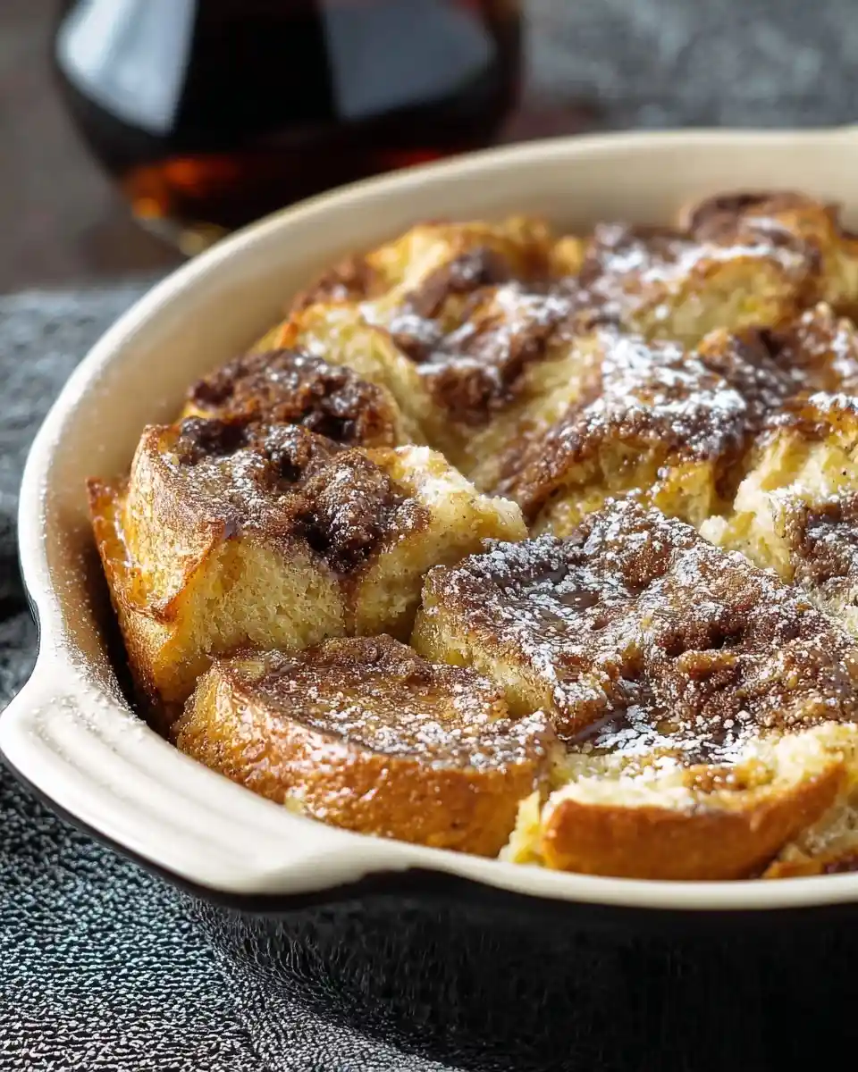 A freshly baked {{ $('Fetch Recipe Data').first().json["Main Keyword"] }} dusted with powdered sugar and sweet syrup.