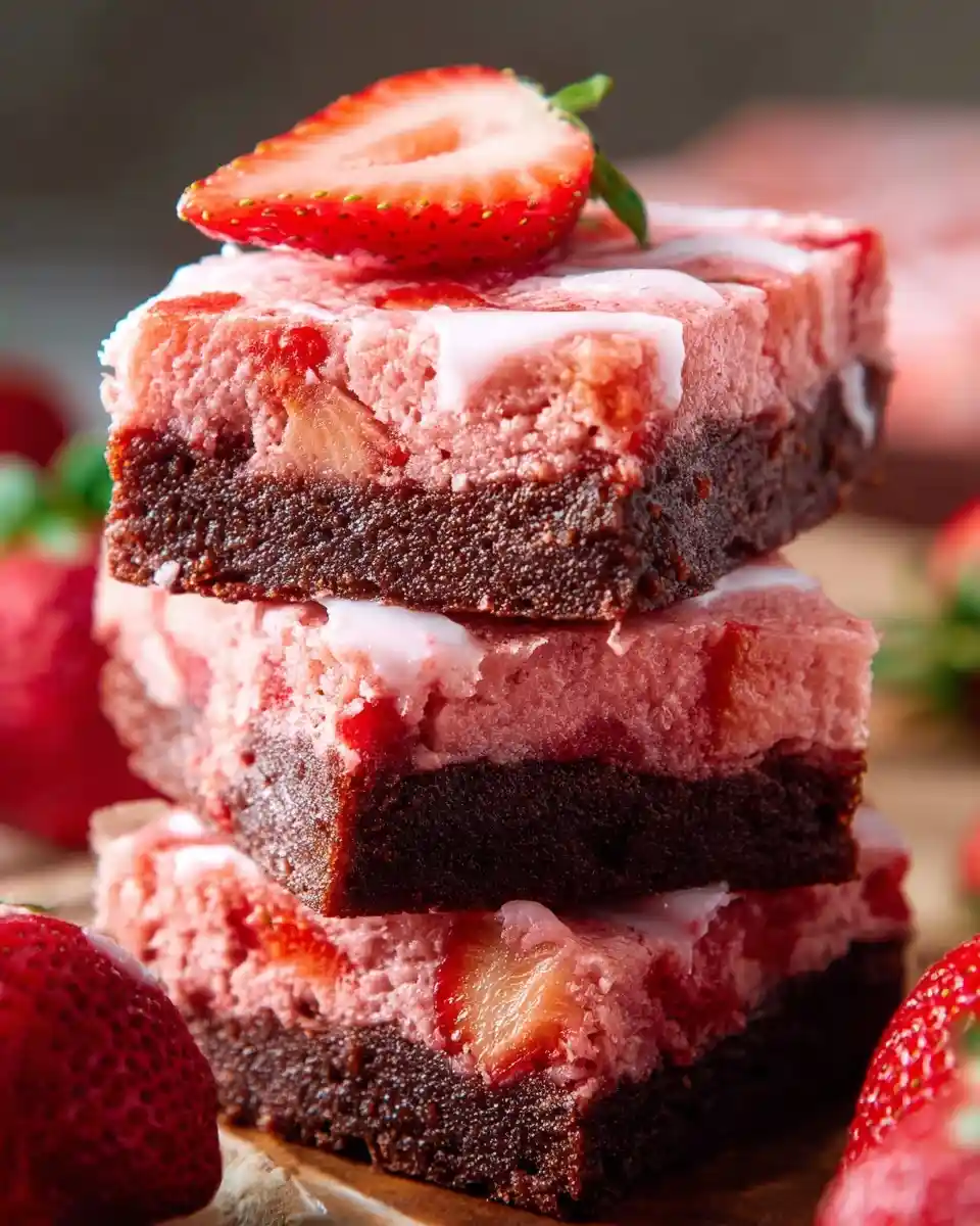 A stack of {{ $('Fetch Recipe Data').first().json["Main Keyword"] }} with a chocolate base and pink layer.