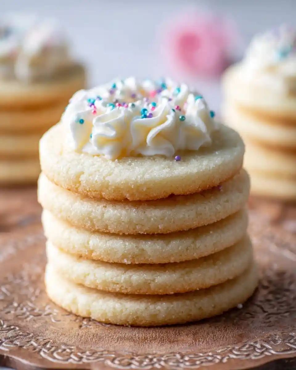 A delicious stack of {{ $('Fetch Recipe Data').first().json["Main Keyword"] }} topped with icing and sprinkles.