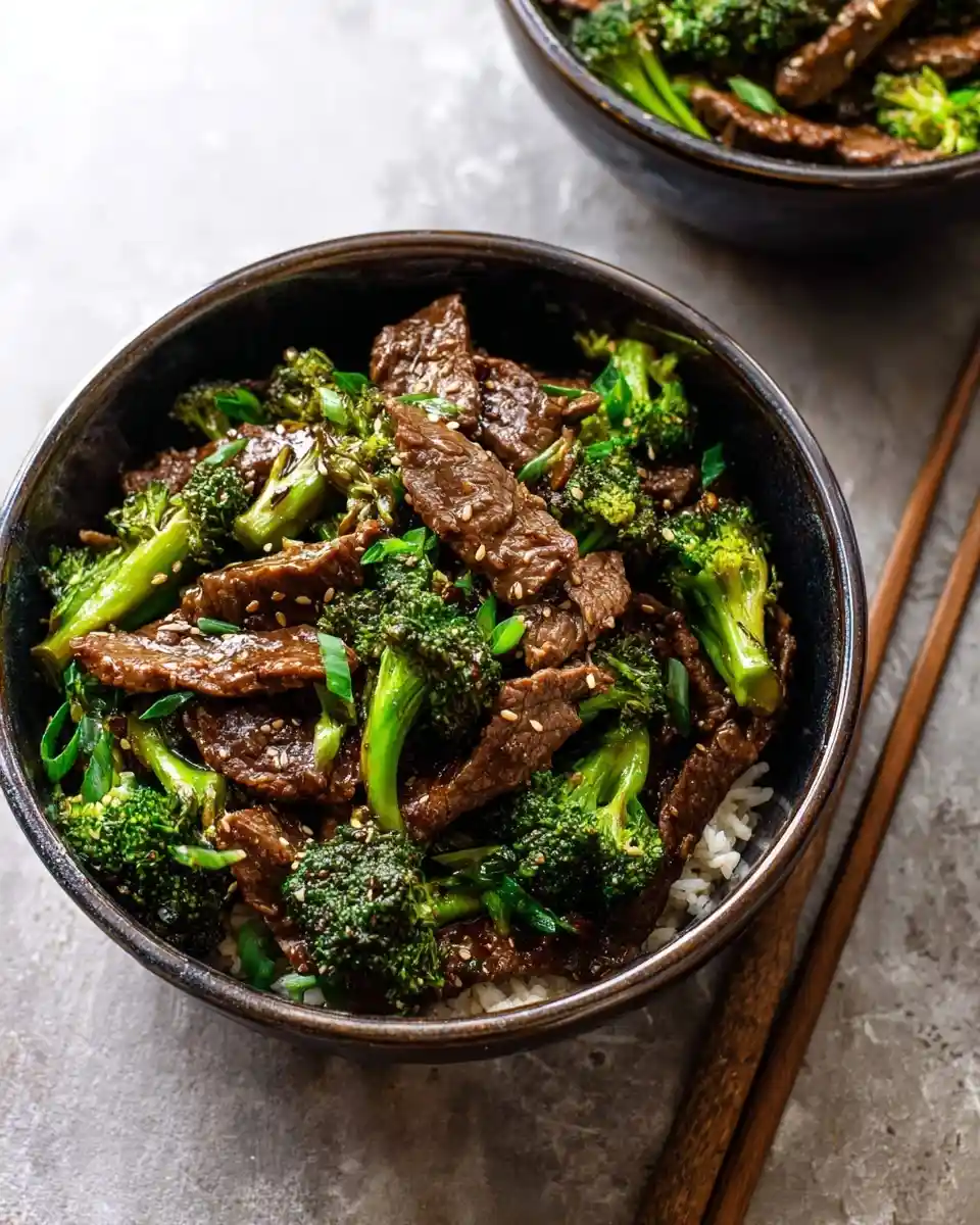 A dark bowl of {{ $('Fetch Recipe Data').first().json["Main Keyword"] }} with sesame seeds and white rice.