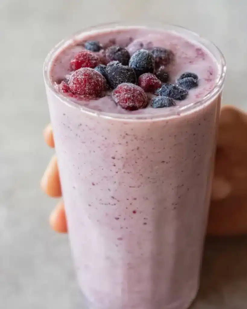 Delicious Berry Protein Smoothie with fresh berries and protein powder