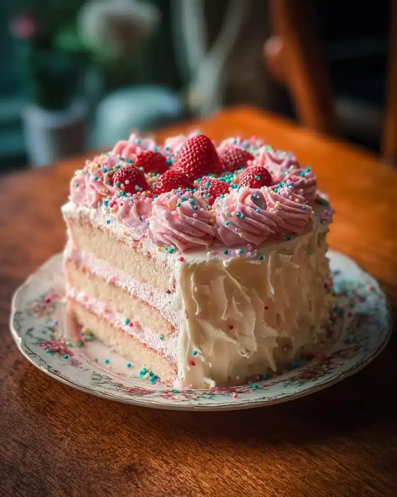 Delicious birthday cake decorated with colorful frosting and candles