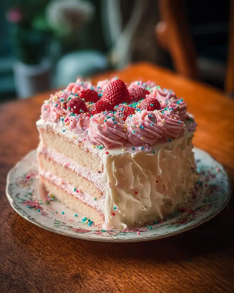 Delicious birthday cake decorated with colorful frosting and candles
