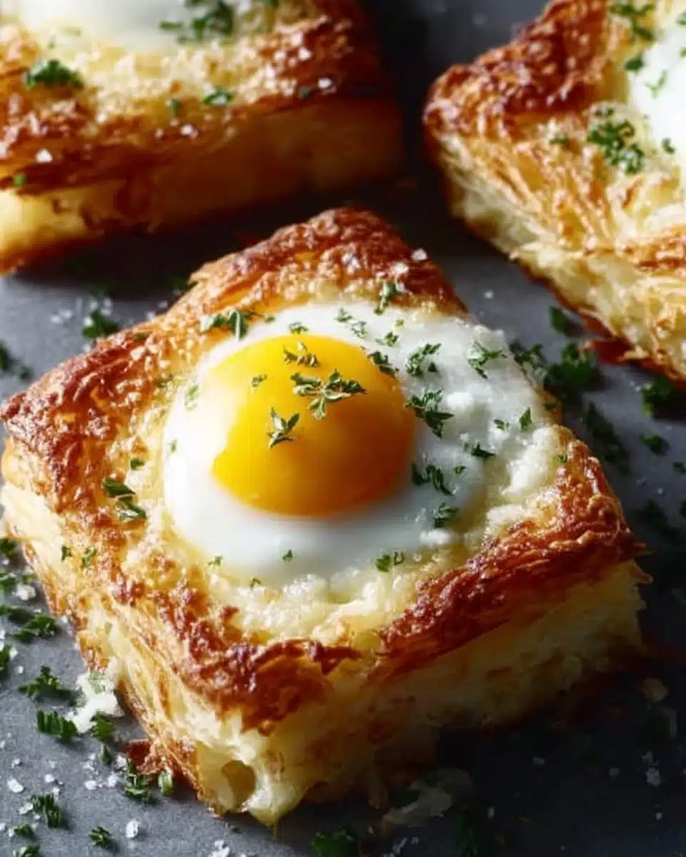 Breakfast Puff Pastry Egg Napoleons with Parmesan Mornay sauce