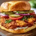 Cajun Crispy Chicken Sandwich with spicy seasoning and crispy texture