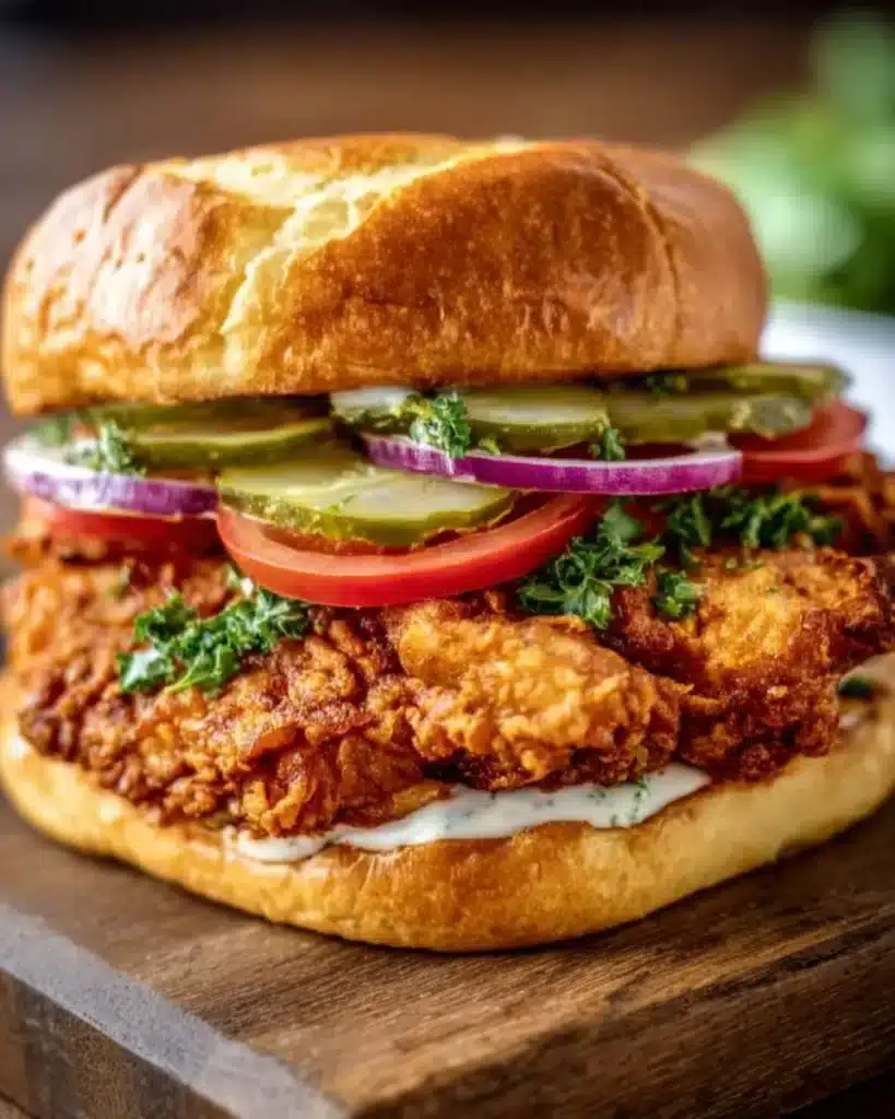 Cajun Crispy Chicken Sandwich with spicy seasoning and crispy texture