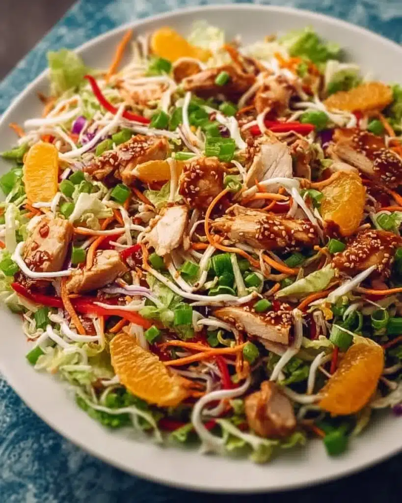 Delicious Chinese Chicken Salad with vibrant vegetables and sesame dressing