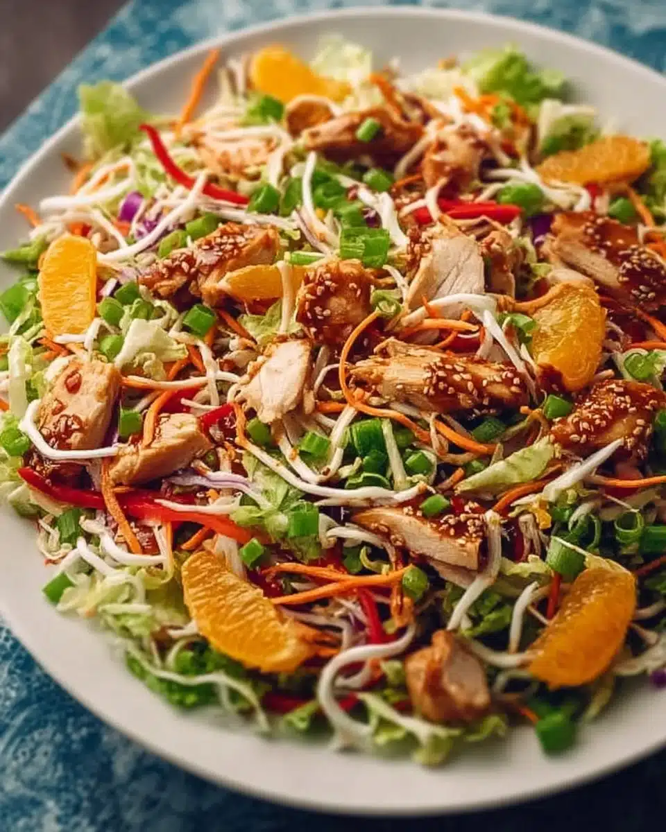 Delicious Chinese Chicken Salad with vibrant vegetables and sesame dressing