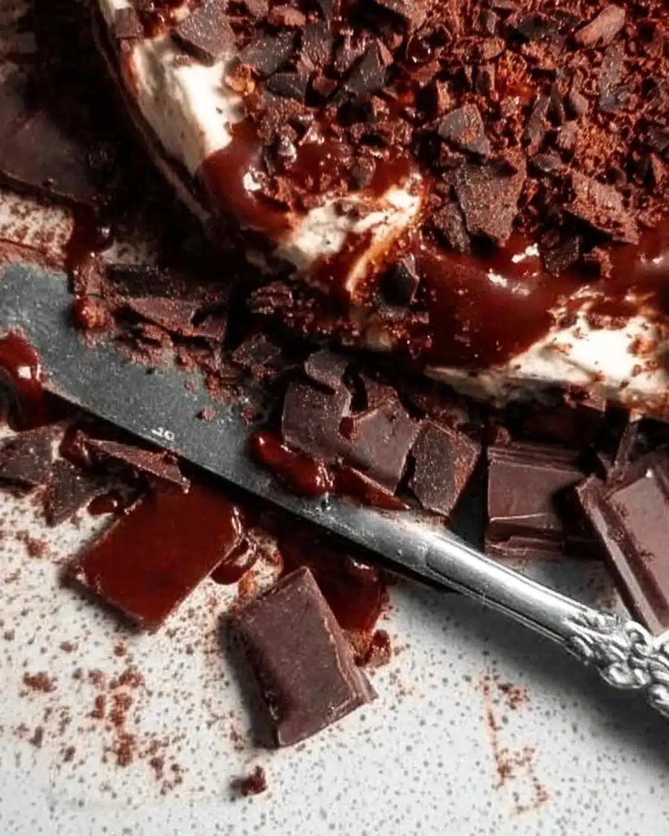 Decadent slices of Death by Chocolate dessert, rich and indulgent for chocolate lovers.