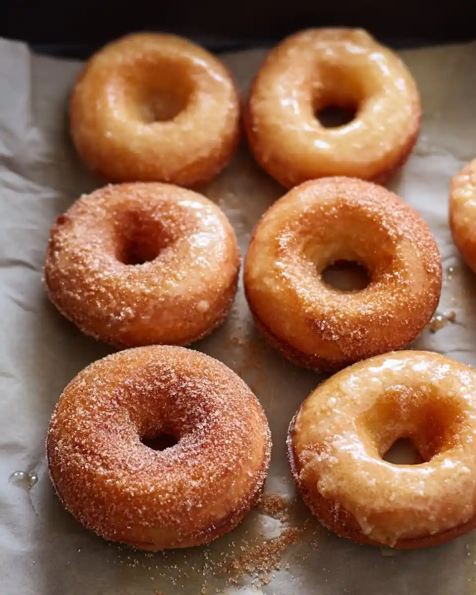 Fresh {{ $('Fetch Recipe Data').first().json["Main Keyword"] }} on parchment paper, either glazed or sugar-coated.