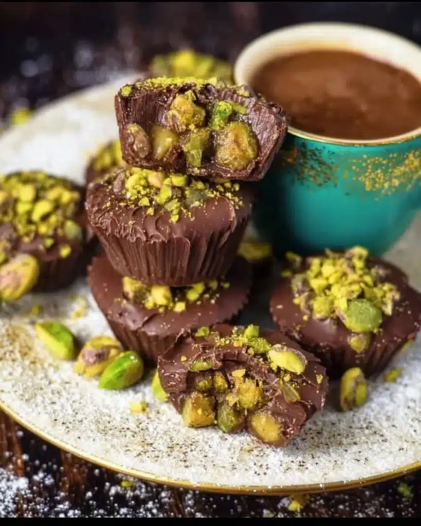 Delicious Dubai Chocolate Pistachio Cups with rich chocolate and crunchy pistachios