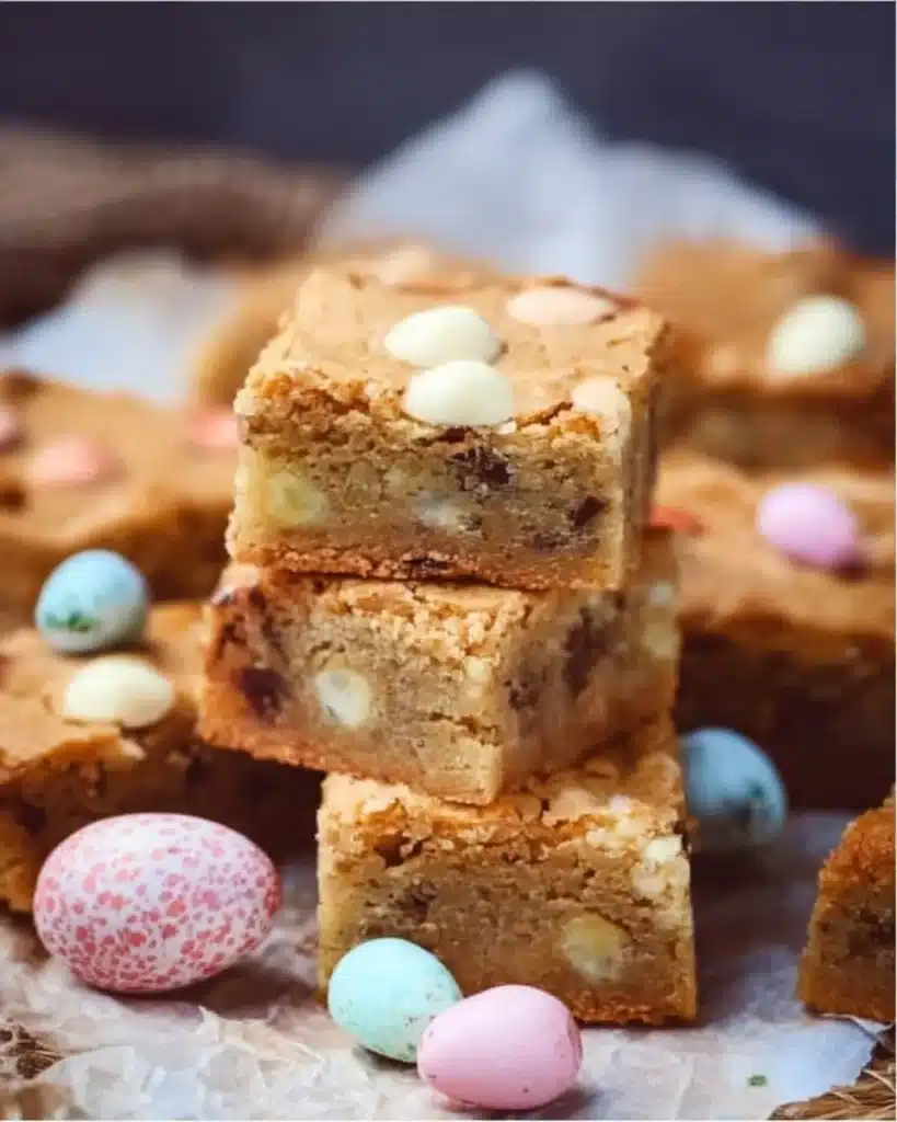 Delicious Easter Blondies with colorful sprinkles and festive decorations