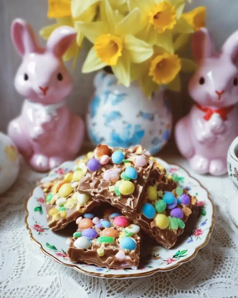 Colorful assortment of delicious Easter treats including chocolates and candies.