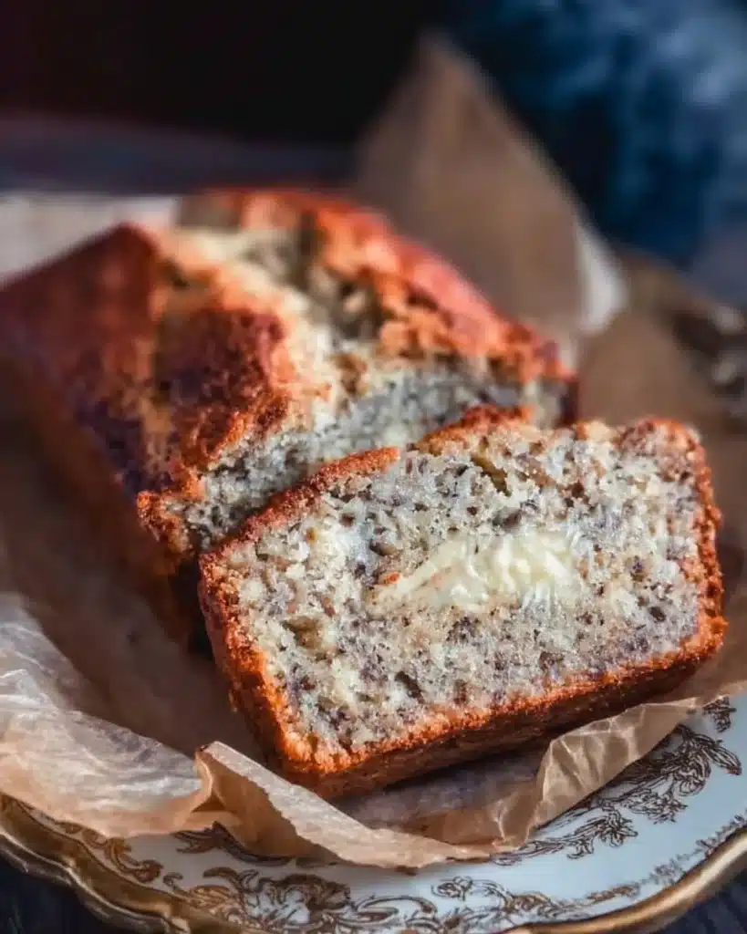 Easy cottage cheese banana bread fresh out of the oven