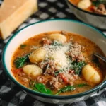 A warm bowl of {{ $('Fetch Recipe Data').first().json["Main Keyword"] }} with spinach and grated parmesan cheese.