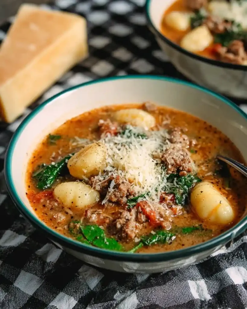A warm bowl of {{ $('Fetch Recipe Data').first().json["Main Keyword"] }} with spinach and grated parmesan cheese.