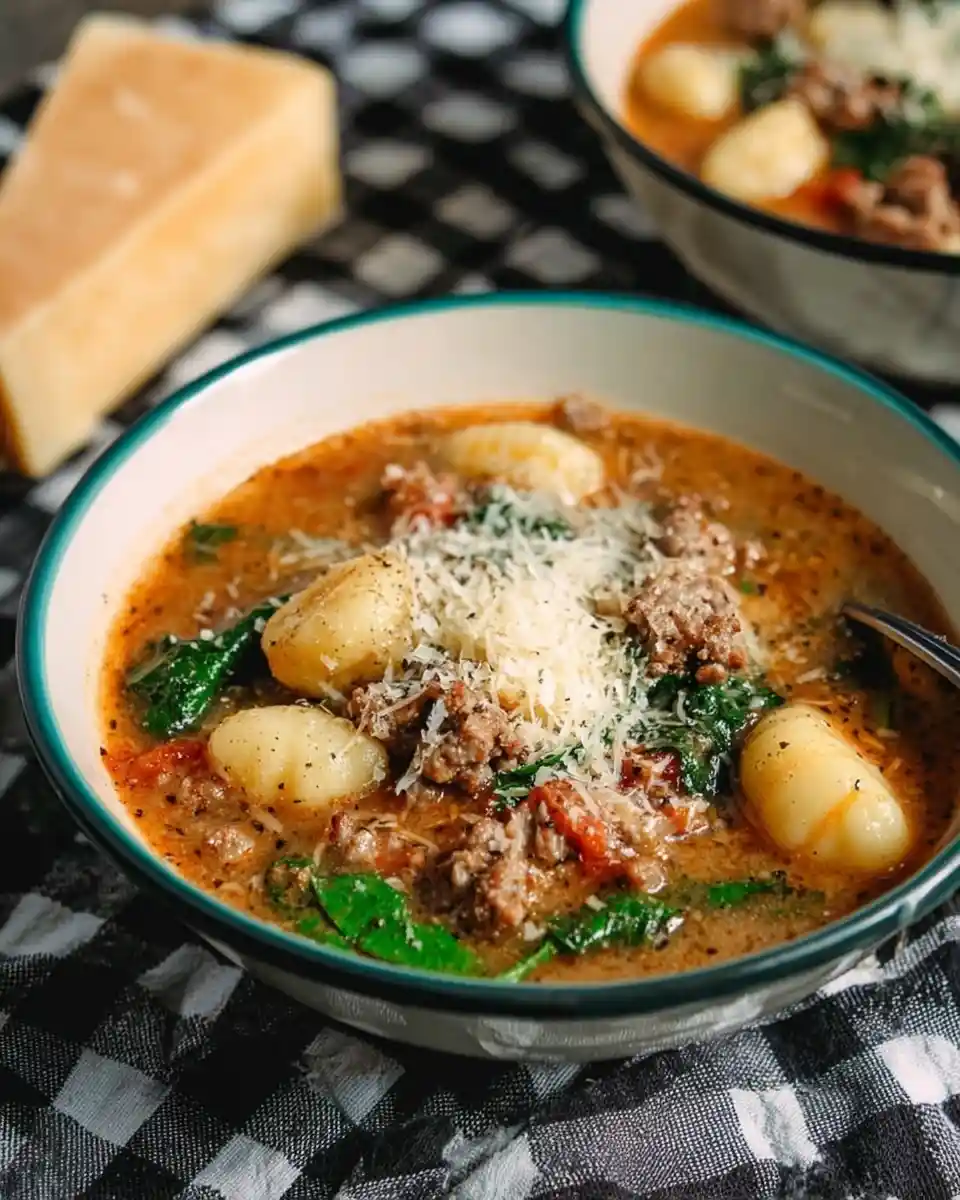 A warm bowl of {{ $('Fetch Recipe Data').first().json["Main Keyword"] }} with spinach and grated parmesan cheese.