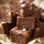 Easy microwave chocolate fudge recipe with ingredients and steps