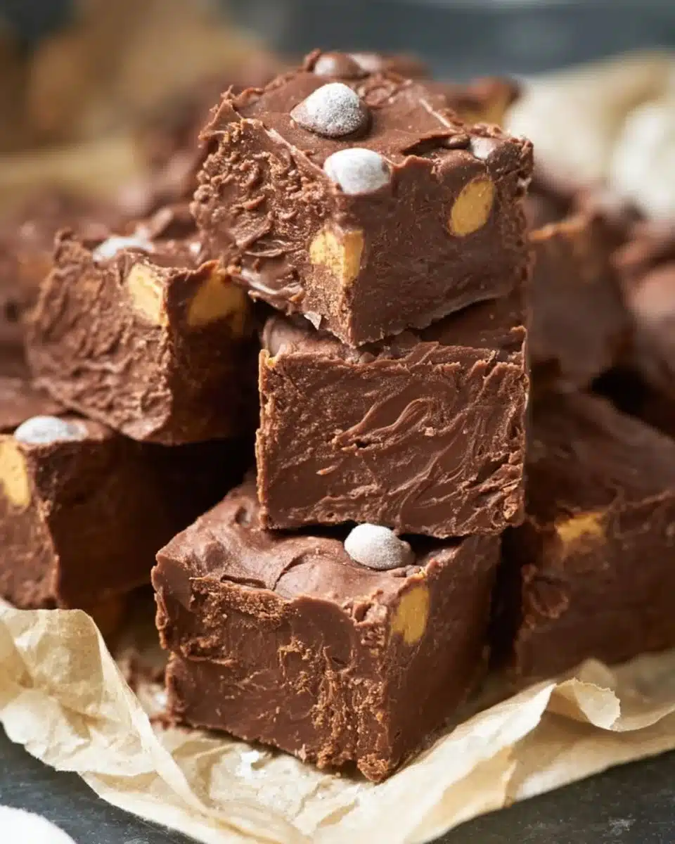 Easy microwave chocolate fudge recipe with ingredients and steps