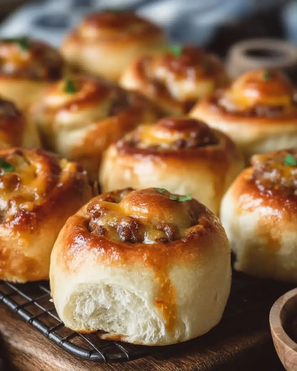 Delicious glazed breakfast rolls with a shiny glaze on top