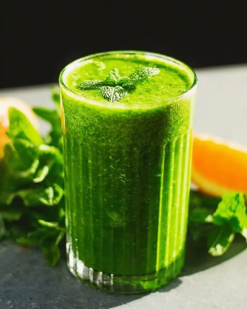 Refreshing Green Detox Smoothie with spinach, fruits, and healthy ingredients