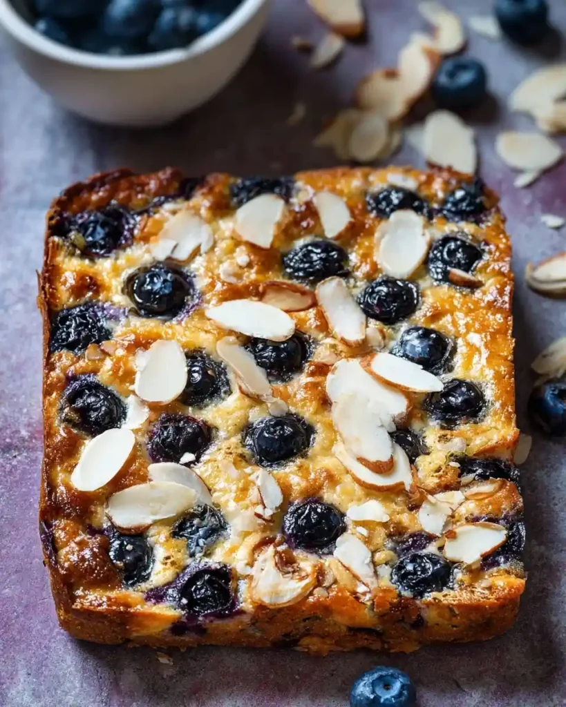 Golden {{ $('Fetch Recipe Data').first().json["Main Keyword"] }} topped with blueberries and almonds.