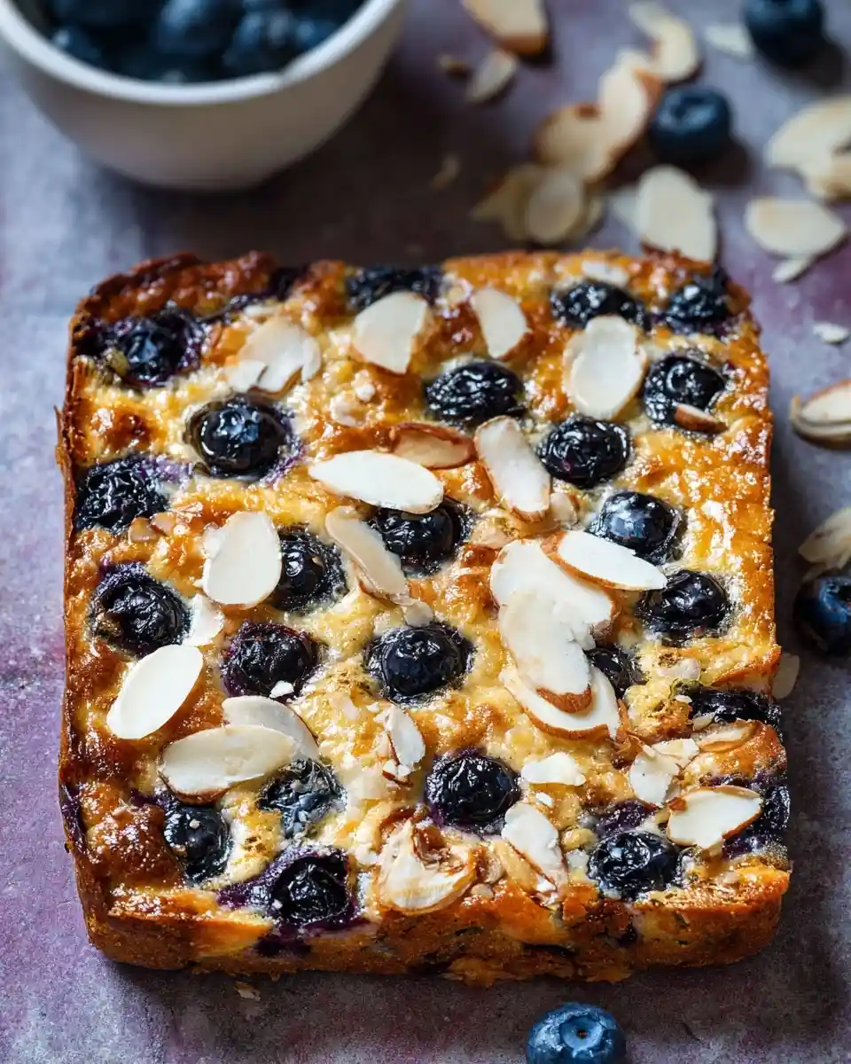 Golden {{ $('Fetch Recipe Data').first().json["Main Keyword"] }} topped with blueberries and almonds.