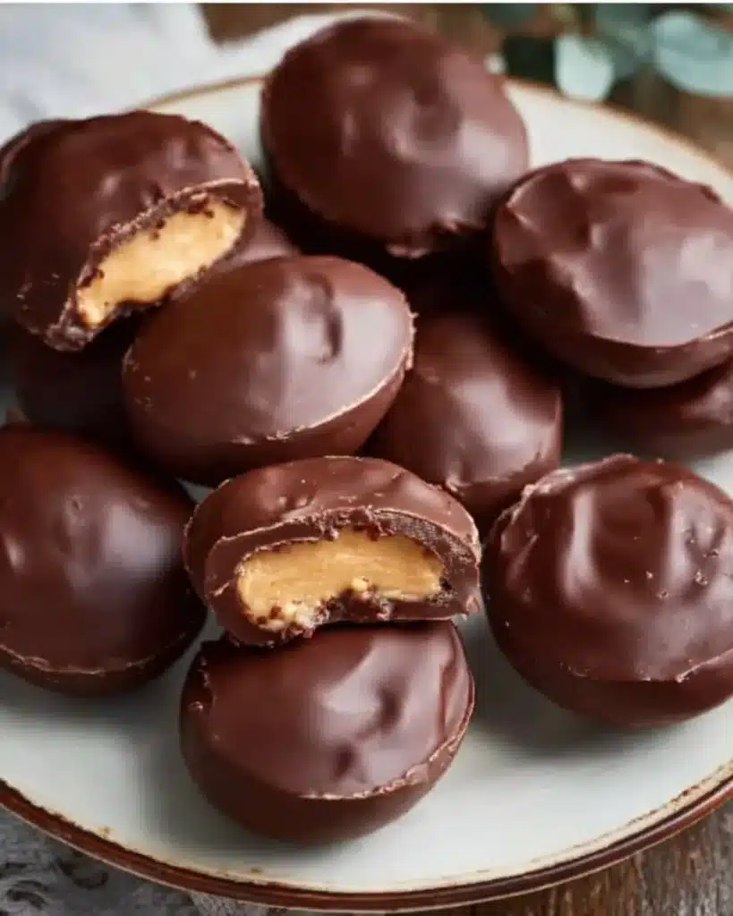 Delicious homemade chocolate peanut butter eggs ready to be enjoyed