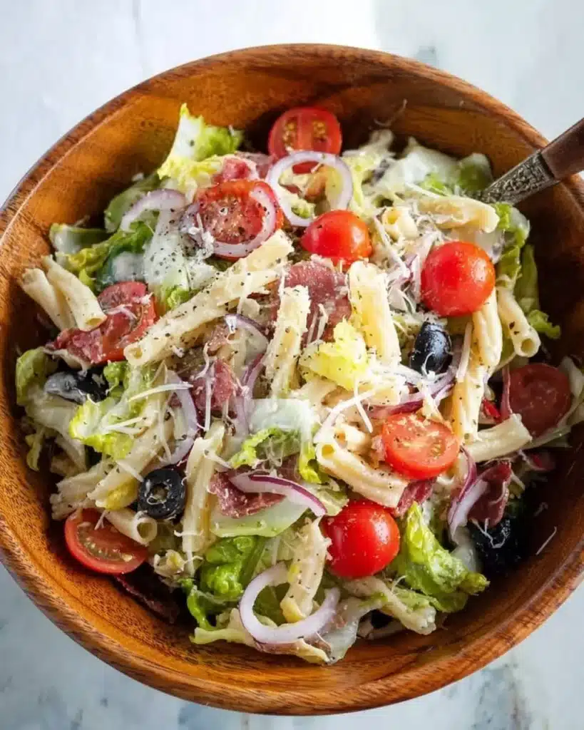 Delicious Italian Grinder Salad with fresh vegetables and herbs