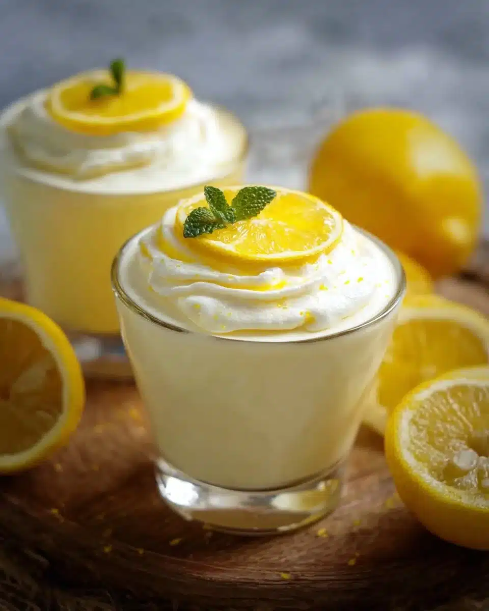 Delicious Keto Lemon Mousse dessert in a glass