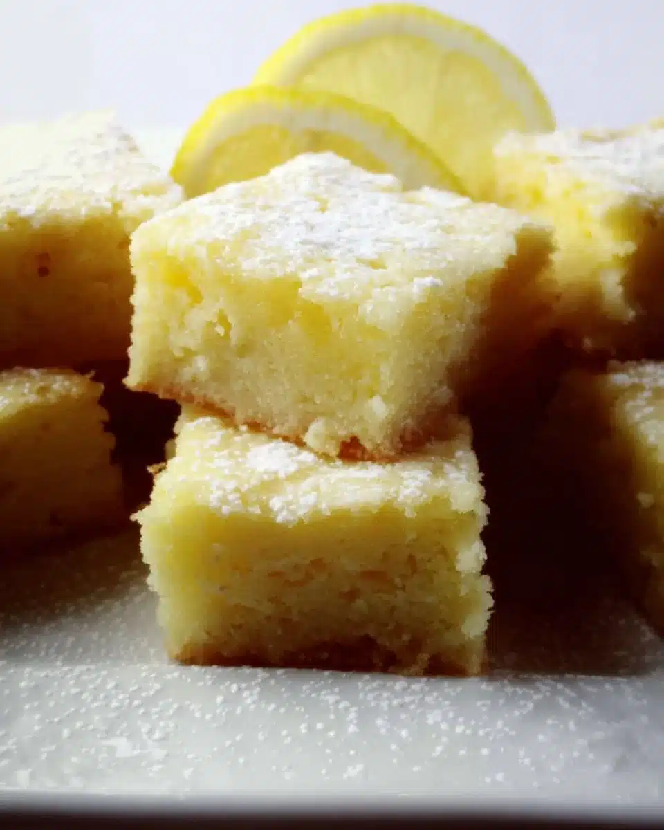 Freshly baked lemon brownies with a vibrant lemon glaze