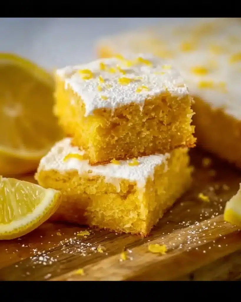 Delicious lemon brownies with a zesty glaze, perfect for dessert.