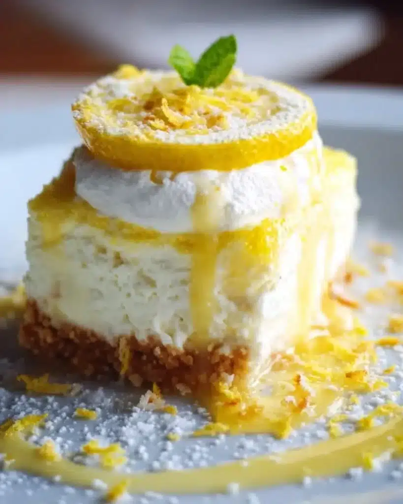 Delicious Lemon Coconut Cream Cheese Dessert with a refreshing zesty flavor.