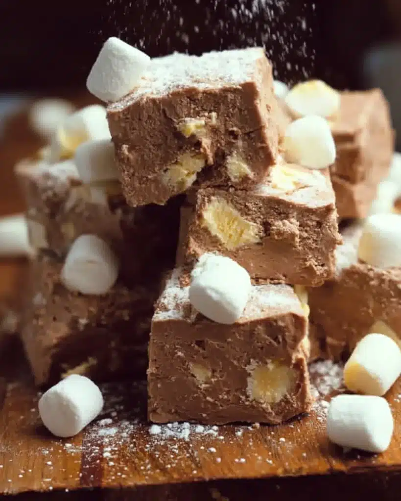 Delicious Microwave Marshmallow Fudge prepared quickly for an easy treat.