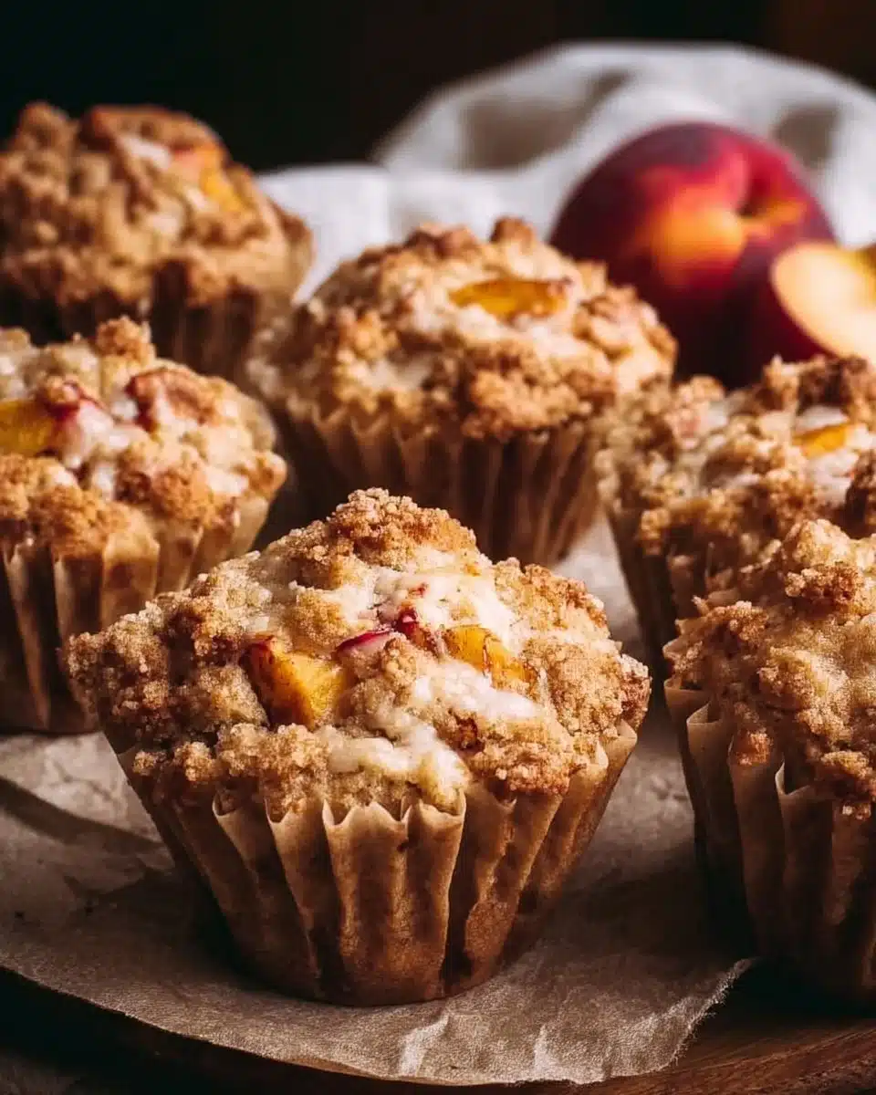 Delicious freshly baked nectarine muffins on a cooling rack