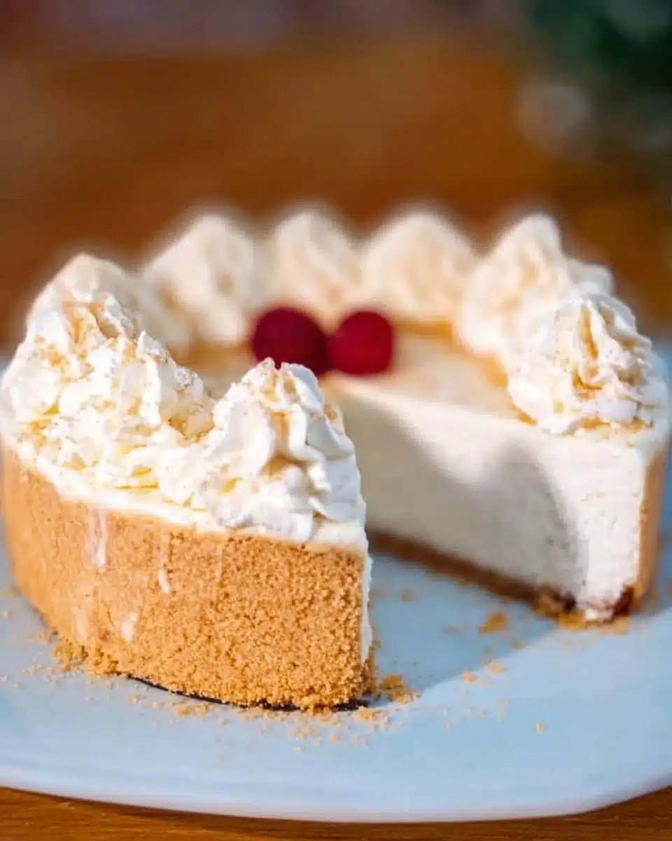 No-Bake Vanilla Bean Cheesecake topped with fresh berries