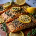 One Pan Lemon Herb Salmon recipe with fresh herbs and citrus flavors