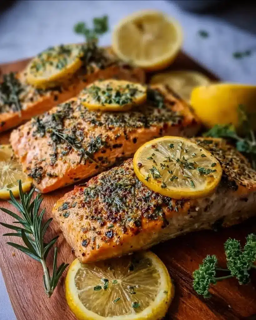 One Pan Lemon Herb Salmon recipe with fresh herbs and citrus flavors