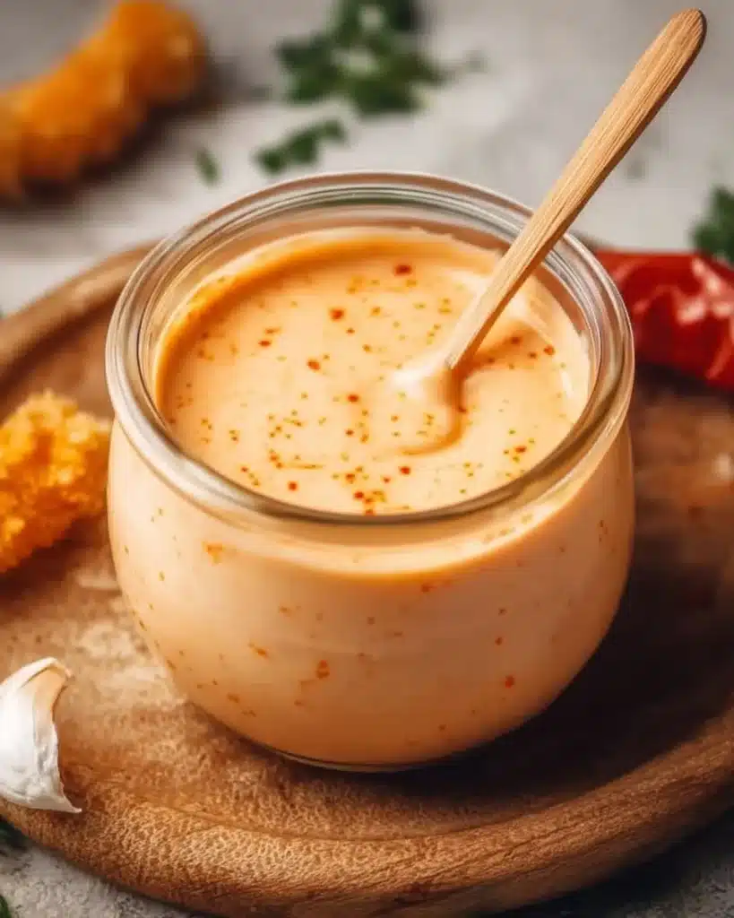Homemade Spicy Mayo Sauce in a bowl with fresh ingredients