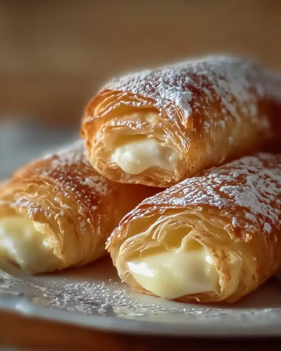Delicious vanilla custard stuffed pastries on a plate