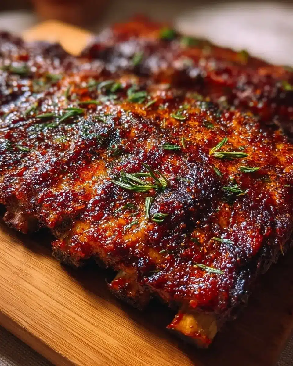 Delicious sticky grilled BBQ spare ribs on the grill, ready to serve.